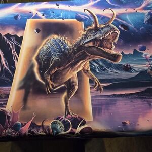 Sci-Fi Dinosaur Wall Tapestry XL Fantasy T-Rex Cosmic Art Hanging
